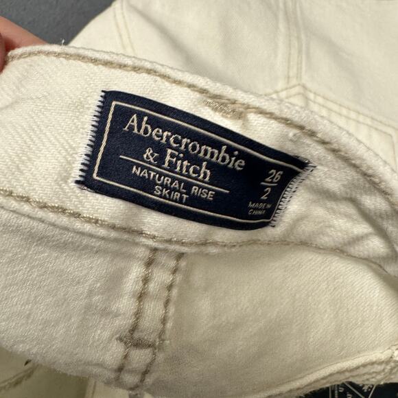 Abercrombie & Fitch Skirt Womens 26 White Natural Rise Button Up Denim Mini NEW - Picture 7 of 9